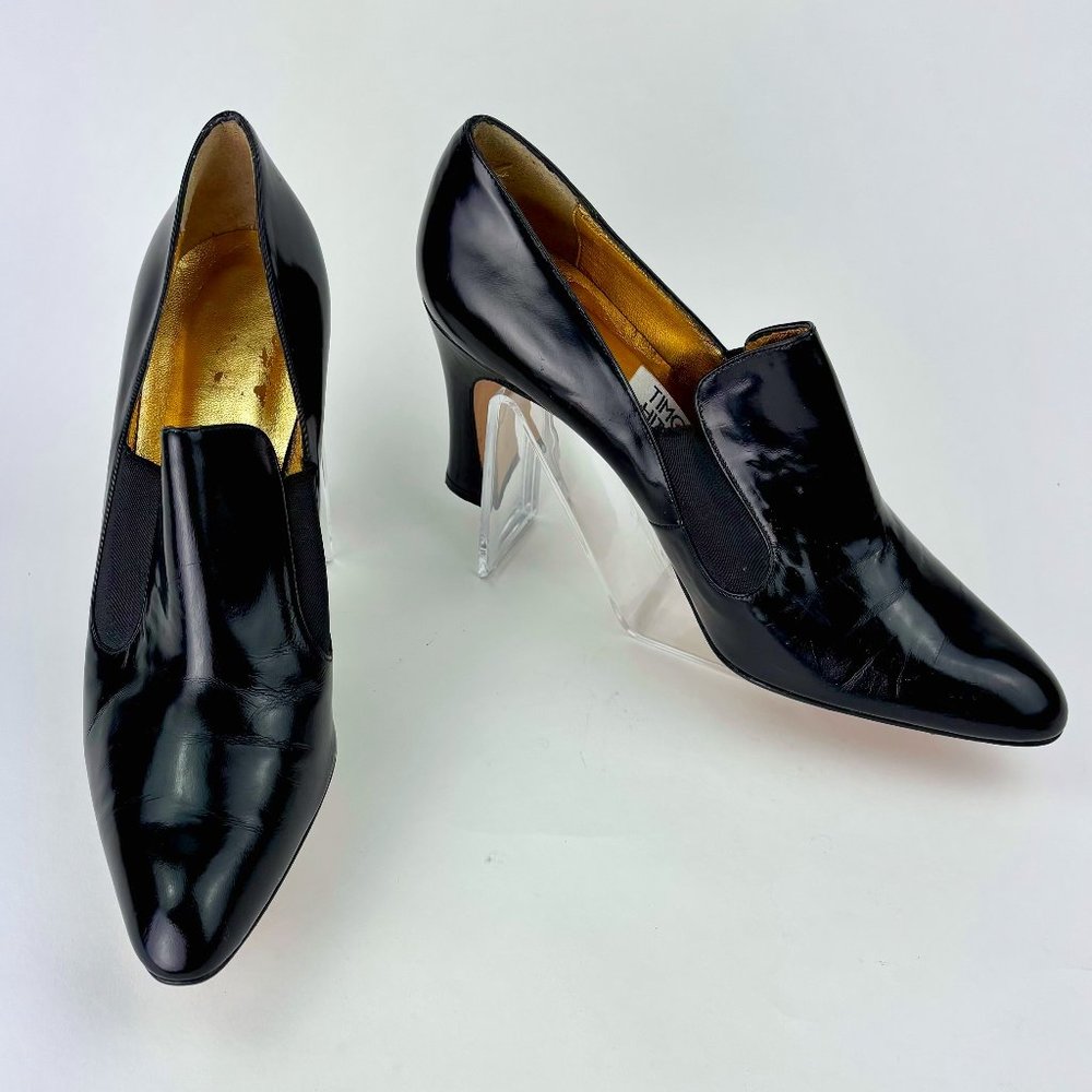 SALE! Timothy Hitsman Black Patent Leather Vintage Heels - Size 10M